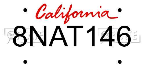 8NAT146 California License Plate