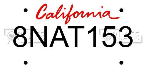 8NAT153 California License Plate