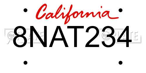 8NAT234 California License Plate