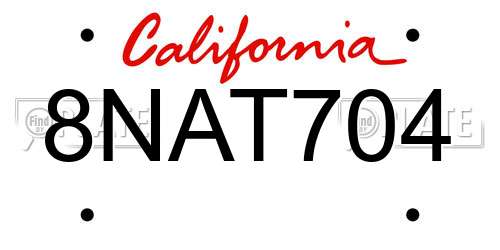 8NAT704 California License Plate