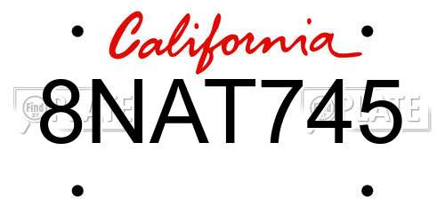 8NAT745 California License Plate