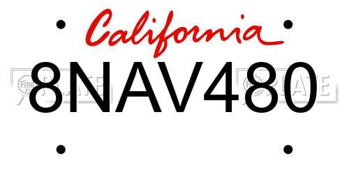 8NAV480 California License Plate