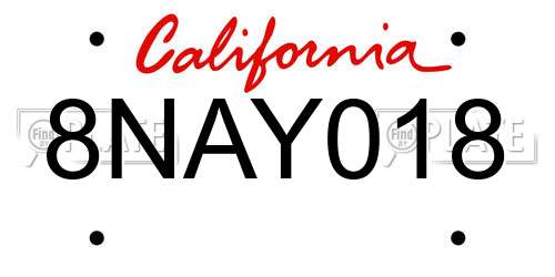 8NAY018 California License Plate