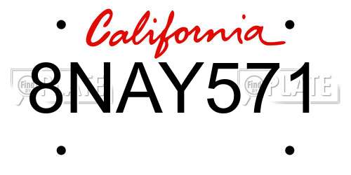 8NAY571 California License Plate