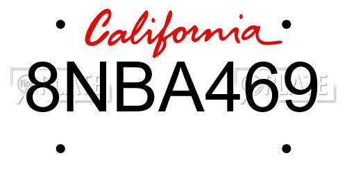 8NBA469 California License Plate