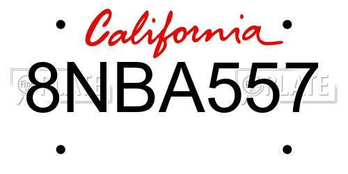 8NBA557 California License Plate
