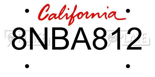 8NBA812 California License Plate