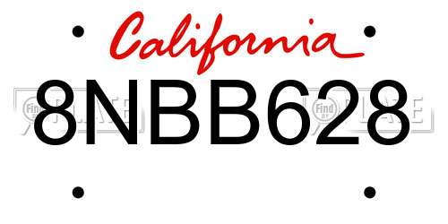 8NBB628 California License Plate