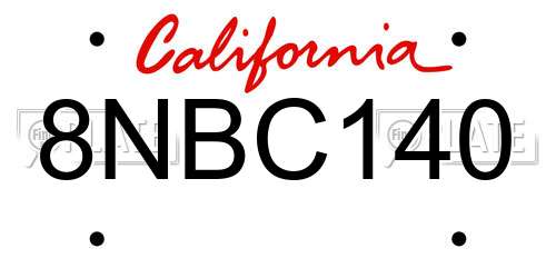 8NBC140 California License Plate