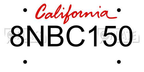 8NBC150 California License Plate