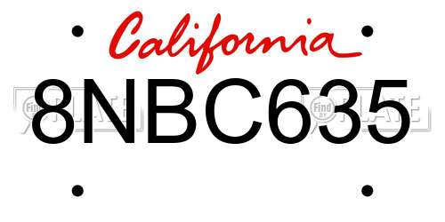 8NBC635 California License Plate