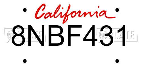 8NBF431 California License Plate