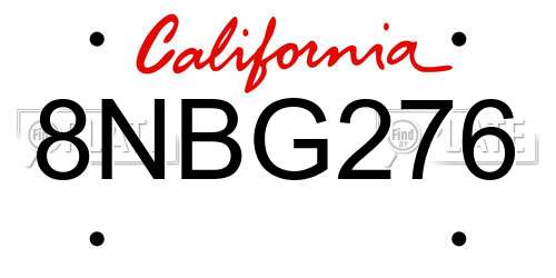 8NBG276 California License Plate