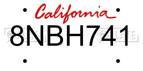 8NBH741 California License Plate