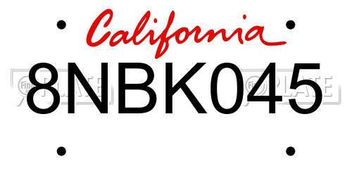 8NBK045 California License Plate