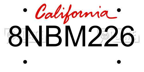 8NBM226 California License Plate
