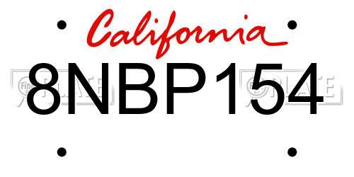 8NBP154 California License Plate
