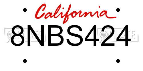 8NBS424 California License Plate