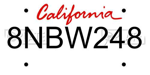 8NBW248 California License Plate
