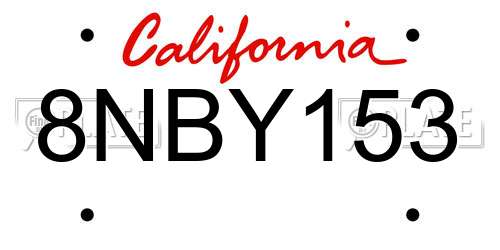 8NBY153 California License Plate