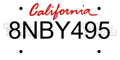 8NBY495 California License Plate