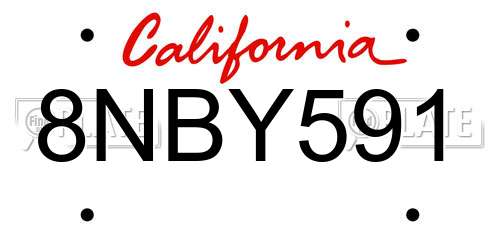 8NBY591 California License Plate
