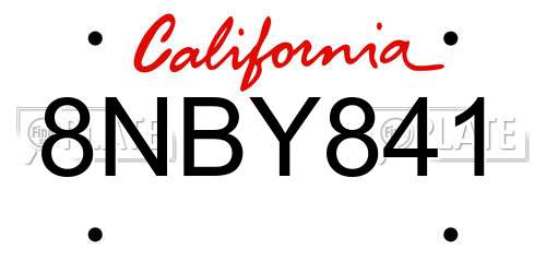 8NBY841 California License Plate