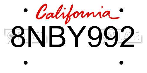8NBY992 California License Plate