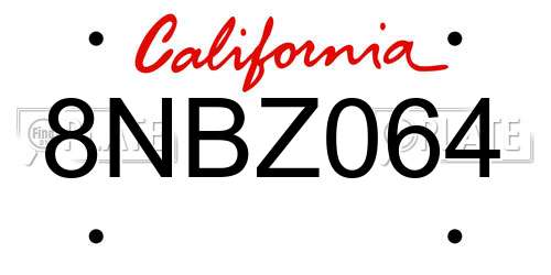 8NBZ064 California License Plate