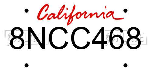8NCC468 California License Plate