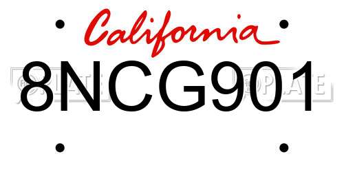 8NCG901 California License Plate