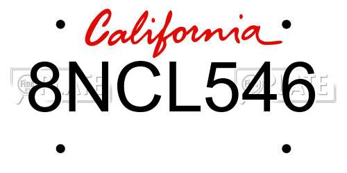 8NCL546 California License Plate