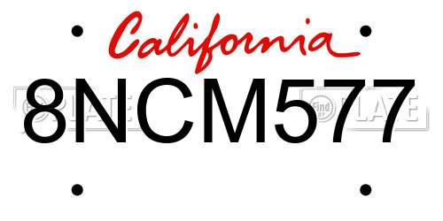 8NCM577 California License Plate