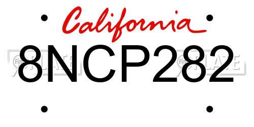 8NCP282 California License Plate
