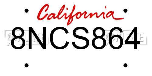 8NCS864 California License Plate