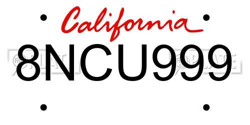8NCU999 California License Plate