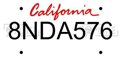8NDA576 California License Plate