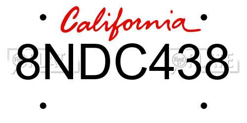 8NDC438 California License Plate