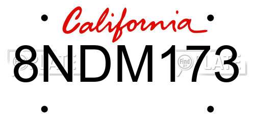 8NDM173 California License Plate