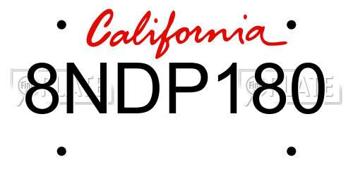 8NDP180 California License Plate