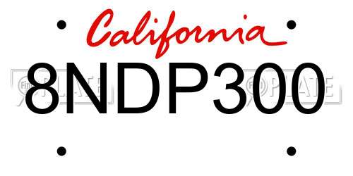 8NDP300 California License Plate