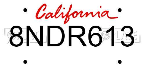 8NDR613 California License Plate