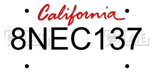 8NEC137 California License Plate
