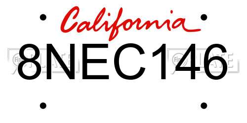 8NEC146 California License Plate