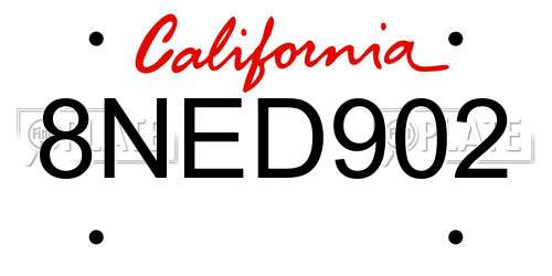 8NED902 California License Plate