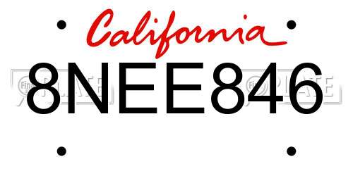 8NEE846 California License Plate