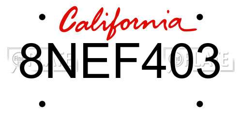8NEF403 California License Plate