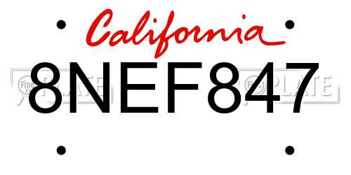 8NEF847 California License Plate