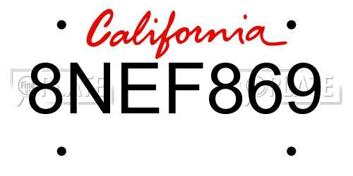8NEF869 California License Plate