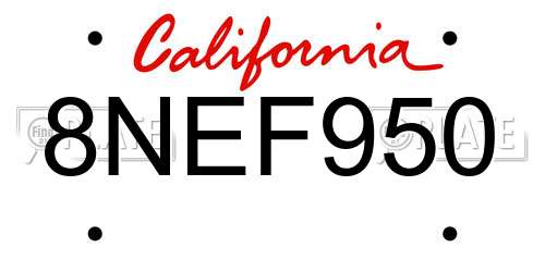 8NEF950 California License Plate